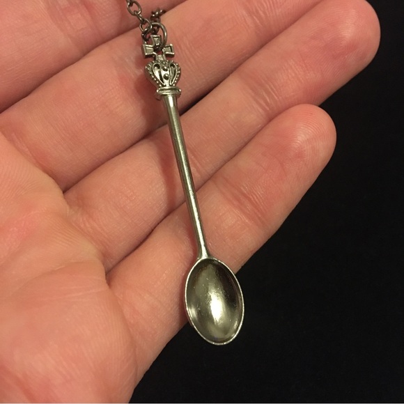 unbranded Jewelry - Gun Metal Black Spoon Pendant Necklace